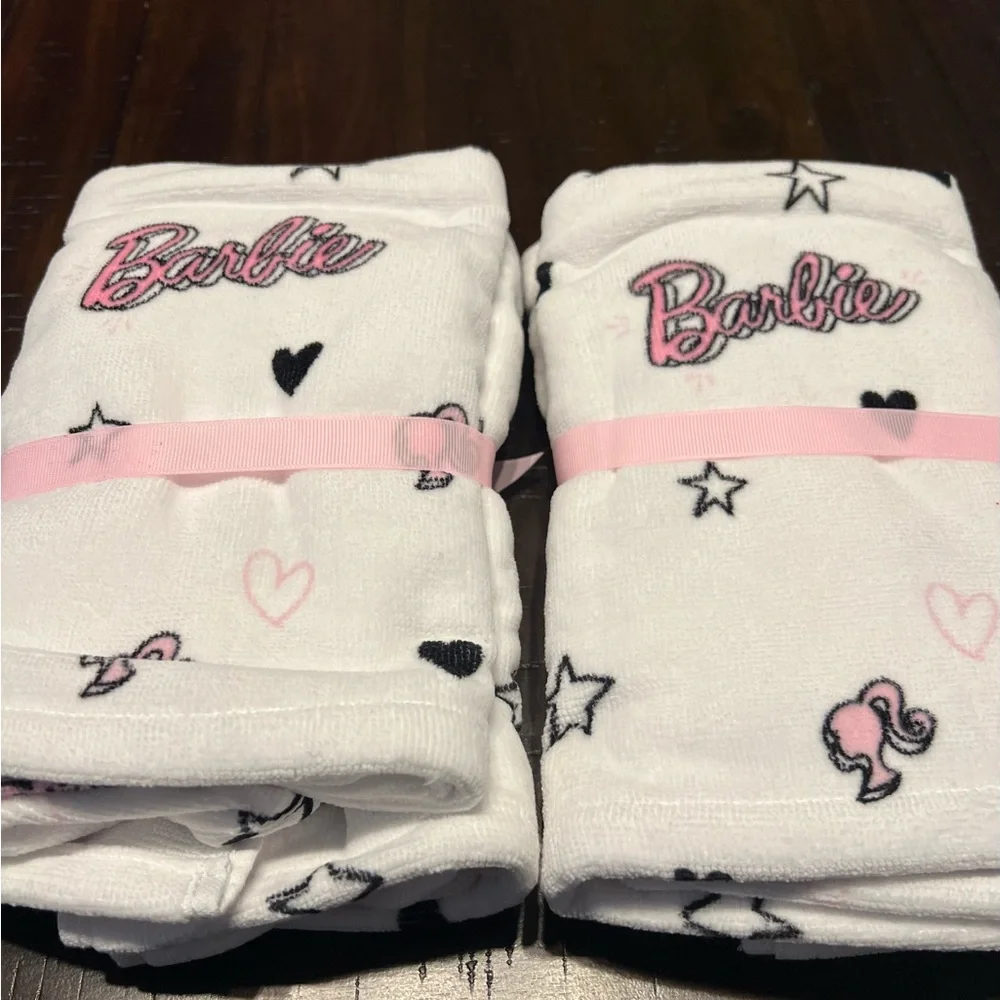 Barbie White & Pink Logo Hand Towels Set of 4